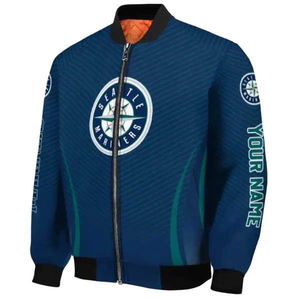 customized seattle mariners chevron arrow navy blue bomber jacket best selling