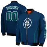 customized seattle mariners chevron arrow navy blue bomber jacket best selling
