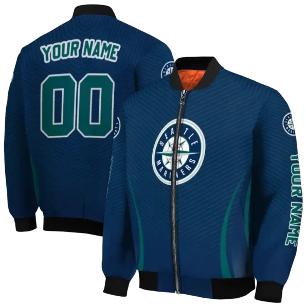customized seattle mariners chevron arrow navy blue bomber jacket fashion forward