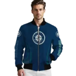 customized seattle mariners chevron arrow navy blue bomber jacket best selling