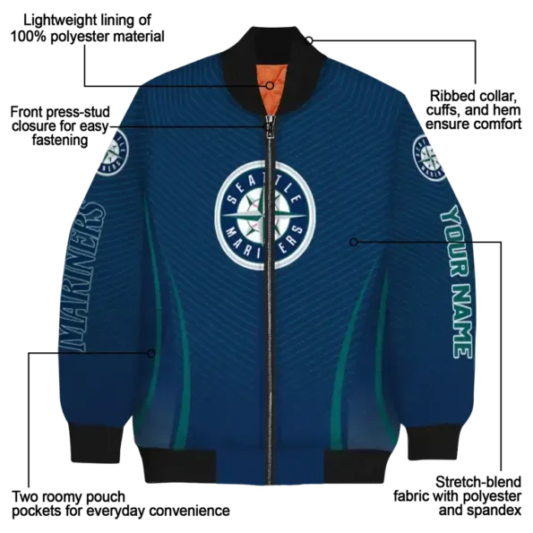 customized seattle mariners chevron arrow navy blue bomber jacket new arrival