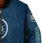 customized seattle mariners chevron arrow navy blue bomber jacket best selling