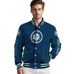 customized seattle mariners chevron arrow navy blue varsity jacket best selling