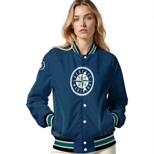 customized seattle mariners chevron arrow navy blue varsity jacket latest model
