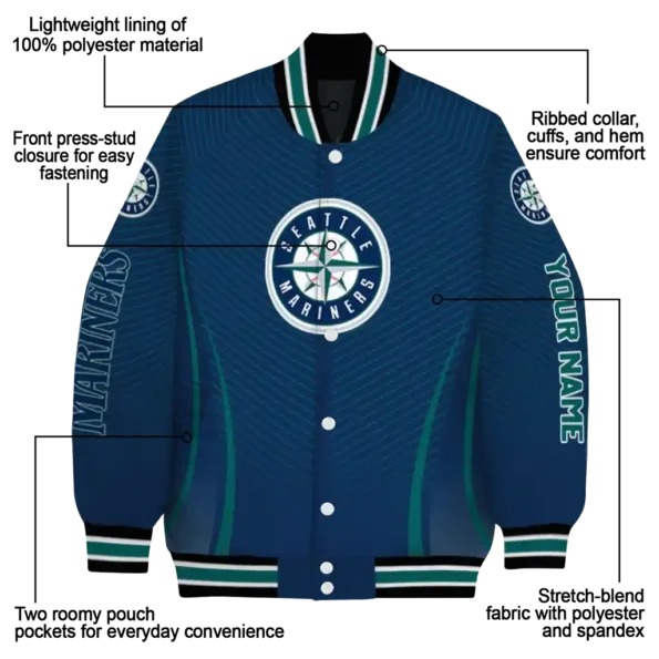 customized seattle mariners chevron arrow navy blue varsity jacket new arrival