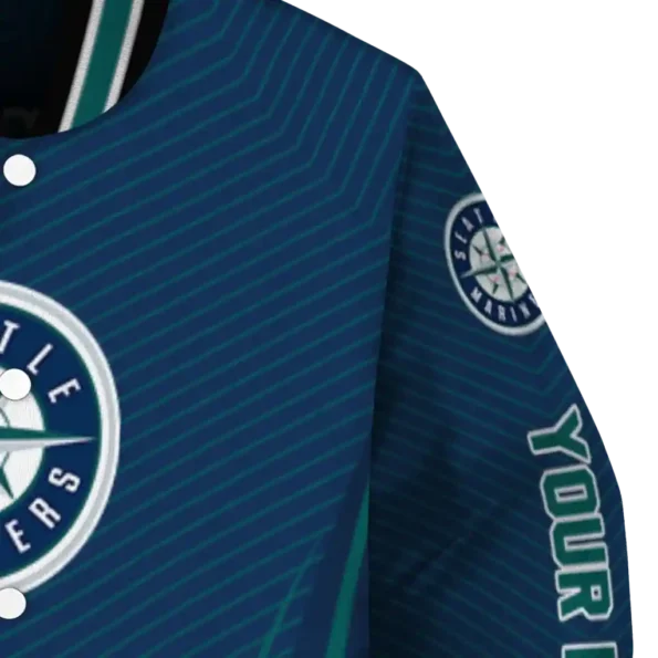 customized seattle mariners chevron arrow navy blue varsity jacket premium grade