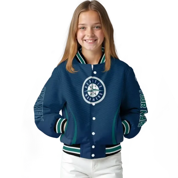 customized seattle mariners chevron arrow navy blue varsity jacket top rated