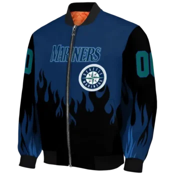 customized seattle mariners flame border navy blue black bomber jacket best selling
