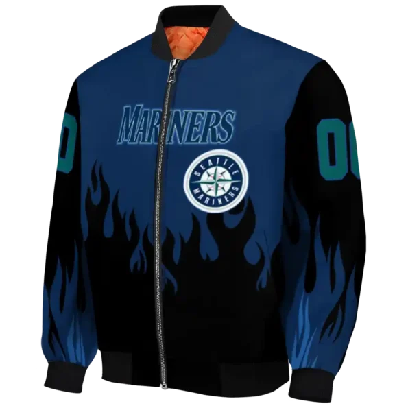 customized seattle mariners flame border navy blue black bomber jacket best selling