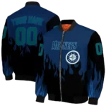 customized seattle mariners flame border navy blue black bomber jacket best selling