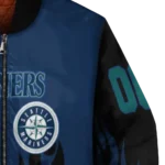 customized seattle mariners flame border navy blue black bomber jacket best selling