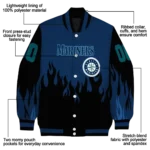 customized seattle mariners flame border navy blue black varsity jacket best selling