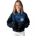 customized seattle mariners flame border navy blue black varsity jacket best selling