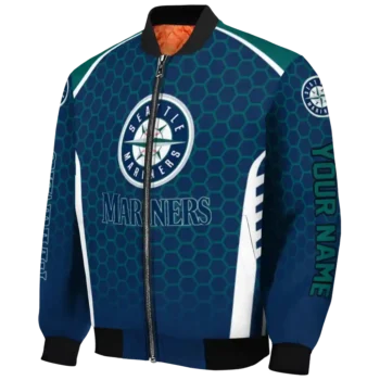 customized seattle mariners hexagon grid navy blue bomber jacket best selling