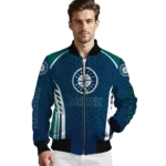 customized seattle mariners hexagon grid navy blue bomber jacket best selling