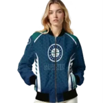 customized seattle mariners hexagon grid navy blue bomber jacket best selling