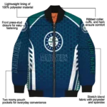 customized seattle mariners hexagon grid navy blue bomber jacket best selling