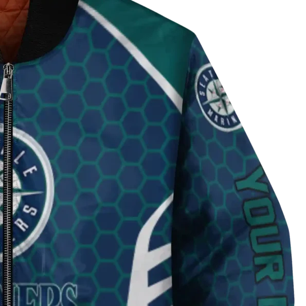 customized seattle mariners hexagon grid navy blue bomber jacket premium grade