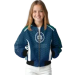 customized seattle mariners hexagon grid navy blue bomber jacket best selling