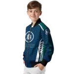 customized seattle mariners hexagon grid navy blue bomber jacket best selling