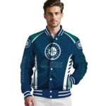 customized seattle mariners hexagon grid navy blue varsity jacket best selling