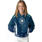 customized seattle mariners hexagon grid navy blue varsity jacket best selling