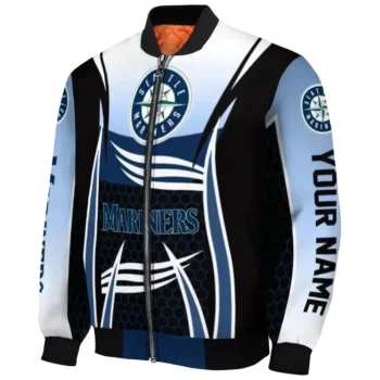 customized seattle mariners mesh effect navy blue black bomber jacket best selling