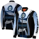 customized seattle mariners mesh effect navy blue black bomber jacket best selling