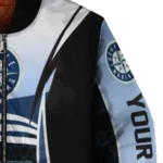 customized seattle mariners mesh effect navy blue black bomber jacket best selling