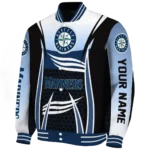 customized seattle mariners mesh effect navy blue black varsity jacket best selling