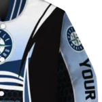 customized seattle mariners mesh effect navy blue black varsity jacket best selling