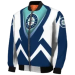 customized seattle mariners v stripes navy blue white bomber jacket best selling