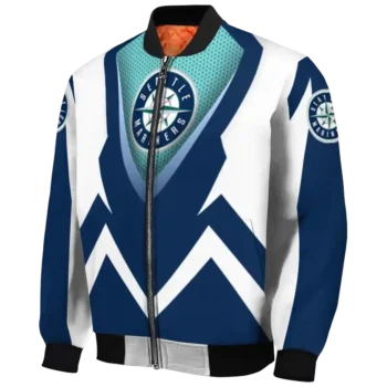 customized seattle mariners v stripes navy blue white bomber jacket best selling