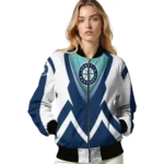 customized seattle mariners v stripes navy blue white bomber jacket best selling