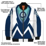 customized seattle mariners v stripes navy blue white bomber jacket best selling