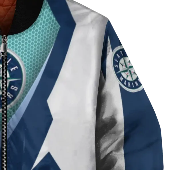 customized seattle mariners v stripes navy blue white bomber jacket premium grade