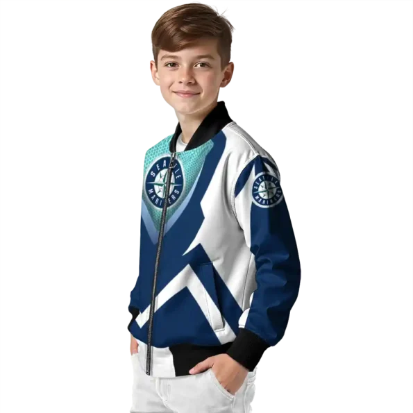 customized seattle mariners v stripes navy blue white bomber jacket trendy