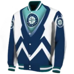 customized seattle mariners v stripes navy blue white varsity jacket best selling