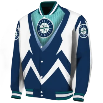 customized seattle mariners v stripes navy blue white varsity jacket best selling