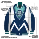 customized seattle mariners v stripes navy blue white varsity jacket best selling