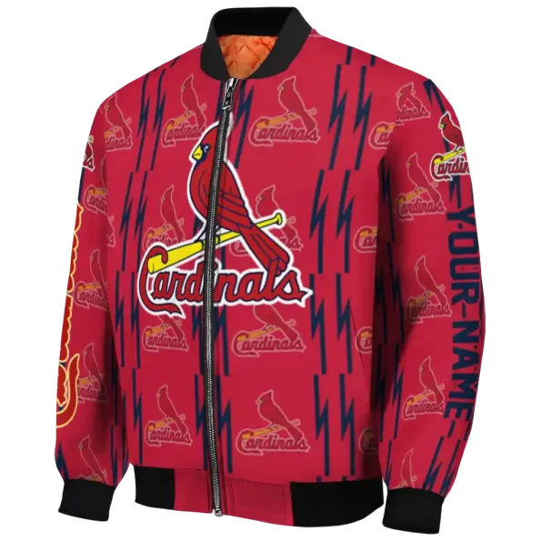 customized st louis cardinals bolt stripe red bomber jacket best selling
