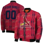 customized st louis cardinals bolt stripe red bomber jacket best selling