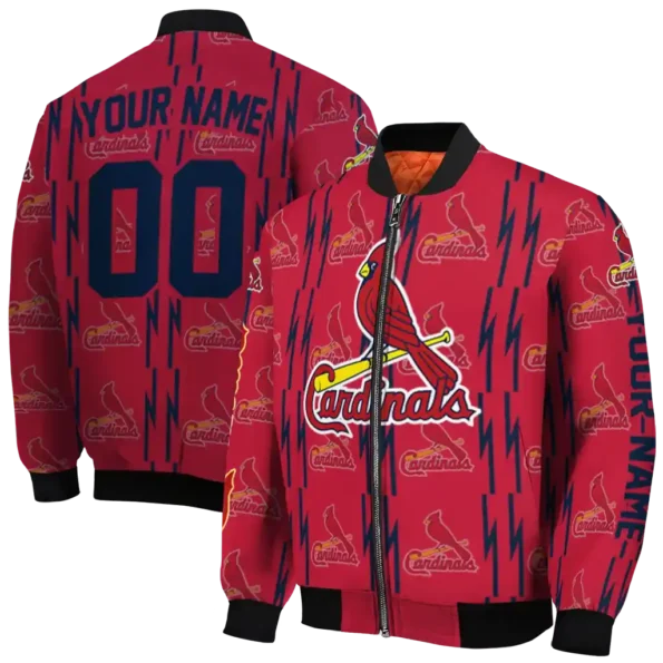 customized st louis cardinals bolt stripe red bomber jacket fashion forward