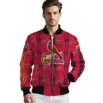 customized st louis cardinals bolt stripe red bomber jacket best selling