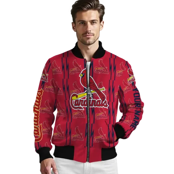 customized st louis cardinals bolt stripe red bomber jacket high quality