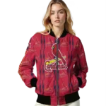 customized st louis cardinals bolt stripe red bomber jacket best selling