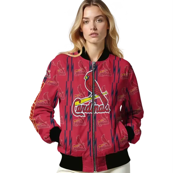 customized st louis cardinals bolt stripe red bomber jacket latest model