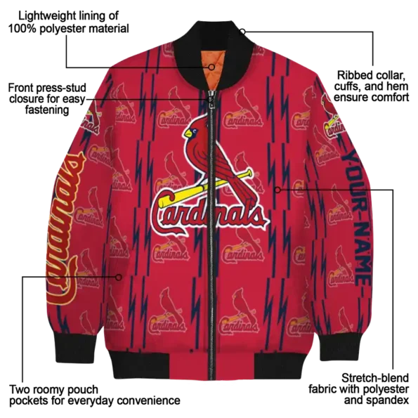 customized st louis cardinals bolt stripe red bomber jacket new arrival