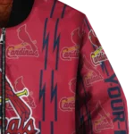 customized st louis cardinals bolt stripe red bomber jacket best selling