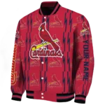 customized st louis cardinals bolt stripe red varsity jacket best selling